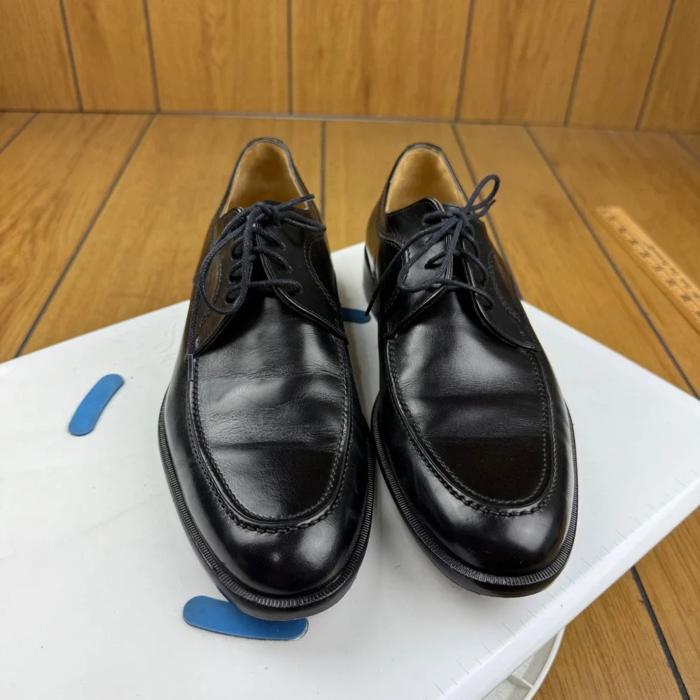 Johnston & Murphy Signature Black Leather Moc Toe Derby Shoes Italy Size 8 M